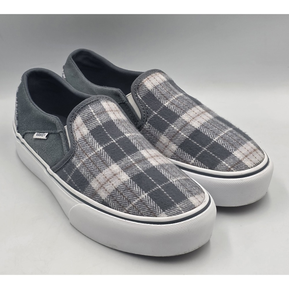 Vans Asher Platform Plaid Mix Dark Grey Women's 9 Skate Shoes